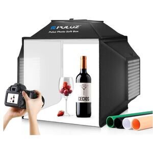PULUZ 16” Photo Studio Light Box Tent 480 LED 4 Backdrops Open Box